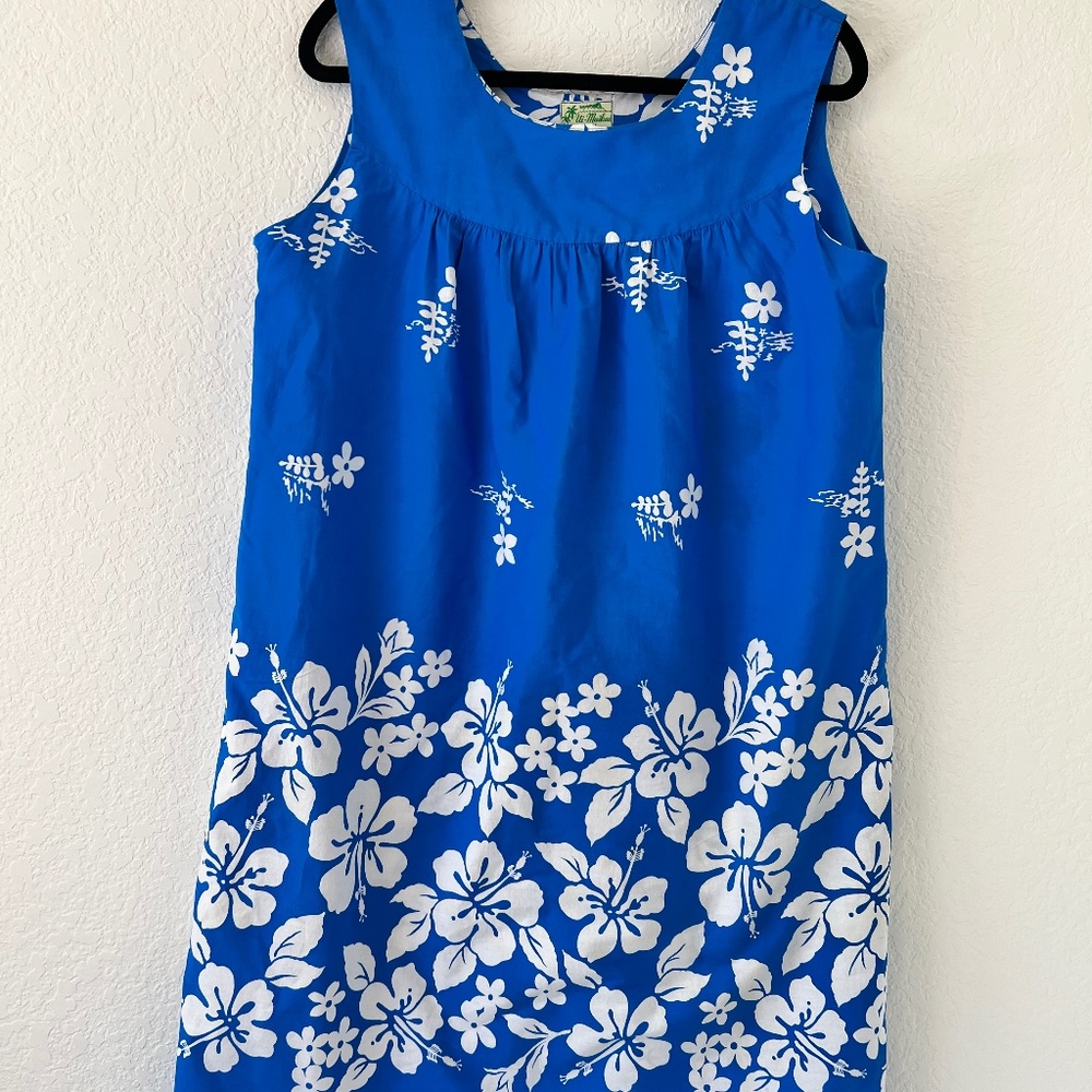 Vintage Ui Maikai blue floral dress size medium
